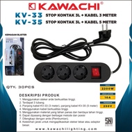 MULTI PORTABLE SOCKET/ 3-HoleStop Kontak 3 Meters Long KV-33, 5 Meters KV-35 KAWACHI