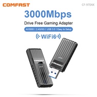 COMFAST Driver Free AX3000 WiFi 6 USB Adapter Dual Band Wireless Gaming Adapter Wi Fi Dongle PC Lapt