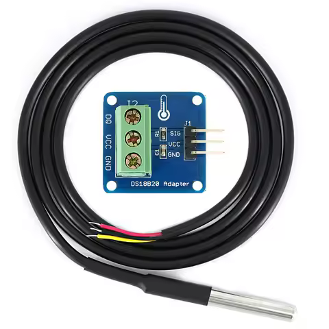 Waterproof DS18B20 Temperature Sensor (100cm) + DS18B20 Adapter Module Compatible for Arduino
