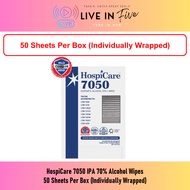 HospiCare 7050 IPA Alcohol 70% Wipes - 50 Sheets (Individually Wrapped)