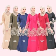 Rania Baju Raya Lace Kurung Moden Lace Murah Baju Kurung Satin Baju Kurung Sulam Nude Red Navyblue O
