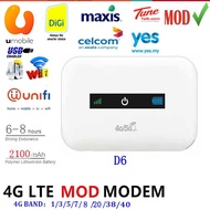 (Modified)100% New 4G Modified Router Modem D6 hotspot unlimited 4G LTE Wifi router Unlimited wifi(Can use unifi sim)