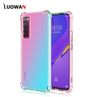 Ốp điện thoại TPU linh hoạt 4 bảo vệ góc màu gradient chống sốc cho Huawei Nova 7se/Nova 7i/Nova 5T/