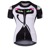 Women's Cycling Jersey Short Sleeve Cat White Shirt Cycling Clothing Road Racing Bicycle Wear Sportwear Clothing