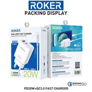 Charger ROKER ROCKY RK-P020W 20W QC3.0 Type-C Dual Port Fast Charging PD20W