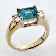 Real 925 Sterling Silver Blue & White CZ Ring Size 5.75