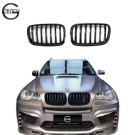 Car accessories for BMW X5 E70 2008-2014 body kit glossy black car grilles single slat front bumper 