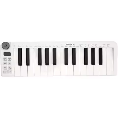25 Keys Mini Keyboard for music production professional beat maker and keytar, white ABS plastic, bu