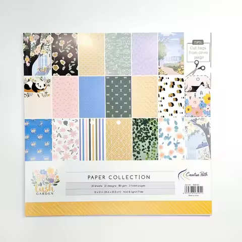 Creative Path Lush Garden 6 Inch Decorative Journaling Scrapbooking Papers Cute Panda Flower Pattern