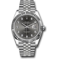 DATEJUST 41 STEEL AND WHITE GOLD RHODIUM DIAMOND DIAL JUBILEE BRACELET 41MM