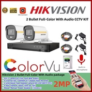 XXX Hikvision full-color with audio package 4ch 2 camera cctv kit 2MP HD full-color night vision package