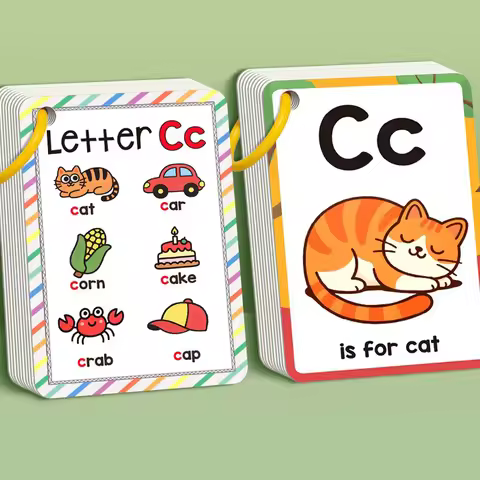 156 Words A-Z Learning Cards with Pictures, 27 English Word Cards, Educational Cognitive Games