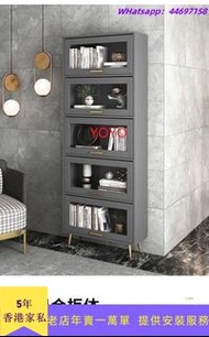 YL530北歐輕奢書櫃客廳書房帶玻璃門收納展示儲物櫃置物架書架60cm（包運送）