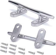Muzata 2Pack 8'' Boat Cleat Open Base Cleat T316 Marine Grade Stainless Steel Deck Hardware with Scr
