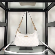 🎀Brand New Free Shipping💙Coach CA548 斜孭袋 塗層帆布+牛皮｜Color 白色｜Size 尺吋 24x13x7 cm💙配件全齊適合送禮 嚴格檢測貨品絕對完美 自用 