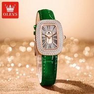歐利時滿天星女士手錶(綠皮滿天星面女錶）