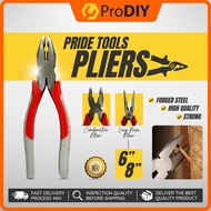 PRIDE Tools Plier Long Nose Combination Plier Hand Tool Heavy Duty 6 inch 8 inch Red Handle Bending 