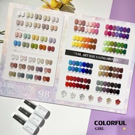 【พร้อมส่ง】สีเจล XUANFEIER 98 สี ชุดยาทาเล็บ 15ml/ขวด การ์ดสีฟรี +TOP COAT+BASE COAT ชุดร้านเล็บ สี
