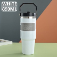 890ML/1200ML Tumbler With Handle 304 Stainless Steel Thermos Bottle With Straw Keep Hot&Cold Drink B