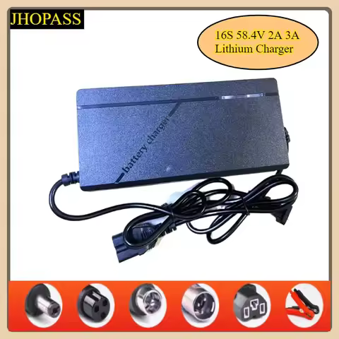 16S 58.4V 2A 3A LED Display Smart lithium Li-PO battery charger for Scooter E-bike Motorcycle 48V AC