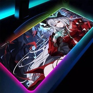 LED Mouse Pad Gaming Dywan Gamer Keyboard Pad Arknights Skadi Desk Mat Table Carpet RGB Laptop Anime