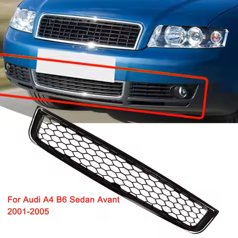 8E0807647 Car Front Bumper Fog Lights Grille Cover Lower Honeycomb Mesh Net ABS Black for Audi A4 B6