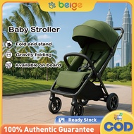 Beige baby Stroller Lightweight Foldable Compact Cabin Size Luggage like handle Baby Stroller Bayi M