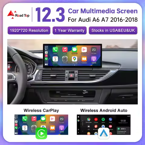 Road Top Multimedia Stereo For Audi A6 C6 C7 A7 2016-2018 Wireless CarPlay GPS Navi Radio Player Blu