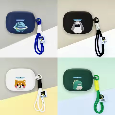 For JBL Wave Beam2 Case Silicone Soft Case Cute Toast Shiba Inu Lanyard Pendant JBL VIBE Beam / VIBE