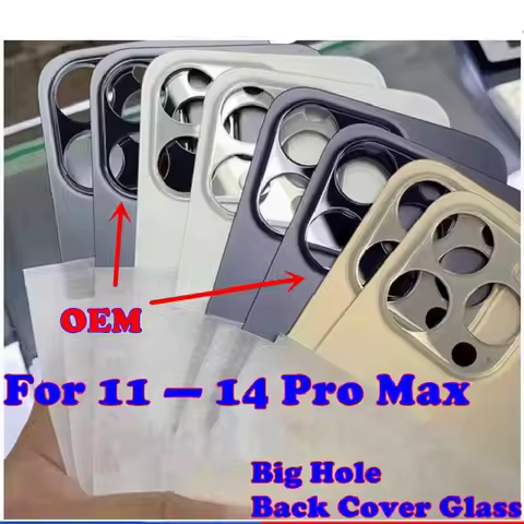 1PCS Big Hole Back Glass Apply to For iPhone 11 12 14 13 Pro Max Back cover Rear Door Housing Replac