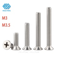 M3-M3.5 304 Stainless Steel Phillips Flat Head Screw Countersunk Head Screw Extension Screw GB819 Sw