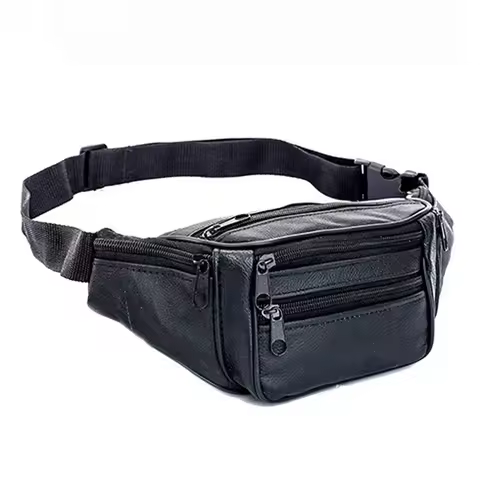 Genuine Leather Waist Bag Men Waist Pack Waist Bag Funny Pack Belt Bag Men Chain Waist Bag for Phone