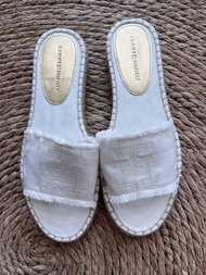 Genuine Tommy Hilfiger White Espadrille embroidered Slides/ Sandals/ slippers/ flip flops 正版Tommy刺繡白