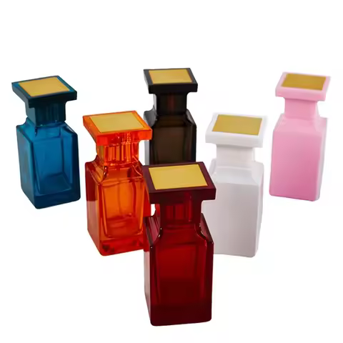50ML Perfume Dispensing Glass Bottle Square 6 Colours Spray Perfume Bottle Cosmetic Dispensing Bottl