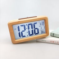 [Solid Wood]Electronic Clock Wooden Alarm Clock Solid Wood Made Thermometer