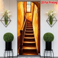 1pc, 2d flat printing Durable Banner 70.9x 35.4in party banner Sunny Old Staircase 100% Polyester,Wi