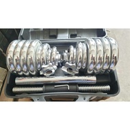 Fitness Gym Chrome All in One Barbell Dumbbell / Bar Bell Set with Case 30kg (Adjustable Weight) / 3
