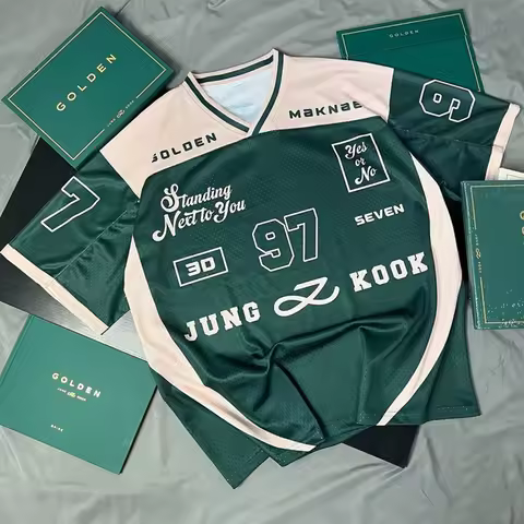 2026 New Women's Spring/Summer Y2K Fashion Casual Golden 97 Mesh Jersey Oversized Breathable Speed D