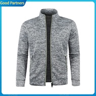 Windproof Men Jacket Zip-up Men Sweater Coat Mens Fall Winter Zip-up Sweater Coat with Pockets Knitt