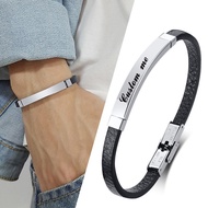 G4U❤B37 Personalized Men Leather Bracelet Custom ID Jewelry Gift Jewelry