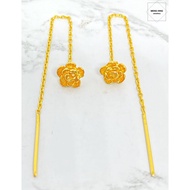 MENG HING Subang Jarum Panjang Anting Panjang Emas 916 Gold Drop Earrings