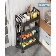 ♨✷3 Tier Multifunction Storage Trolley Rack Office Shelves Home Kitchen Rack With Plastic Wheel