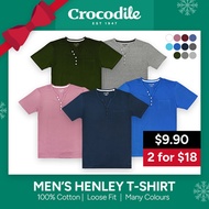 Crocodile Mens Henley T Shirt 📢2 FOR $18📢 100% Cotton Tshirt