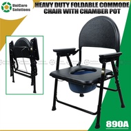 ✁◇Unicare Solutions 890A Heavy Duty Foldable Commode Chair with Chamber Pot Arinola with chair (Blac