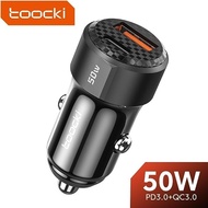 IPHONE Toocki Car Charger Fast Charging 50W PD QC 3.0 Dual Port Type C USB-A Output Universal Car Ch