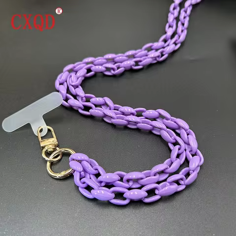 120cm Anti-Lost Colorful Acrylic Cell Phone Chain Lanyard Portable Neck Strap for Outdoor Essential 