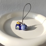 Ins Style Imitation Fruit Resin Alloy Blueberry Blueberry Jam Lanyard Small Pendant Keychain Mobile 