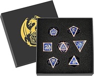 Dragon Pattern Metal Dice Set, 7-Piece Polyhedral DND Dice Set Made of Metal, D&D Gifts with Gift Bo