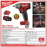 MILWAUKEE M18 FIW12-502 (FULL SET) M18 FUEL 1/2" Compact Impact Wrench