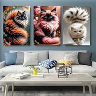 A Set Cat/Animal Cat/Silver Shaded Cat Pattern Diamond Painting Kit, DIY 5D Diamond Painting Mosaic 